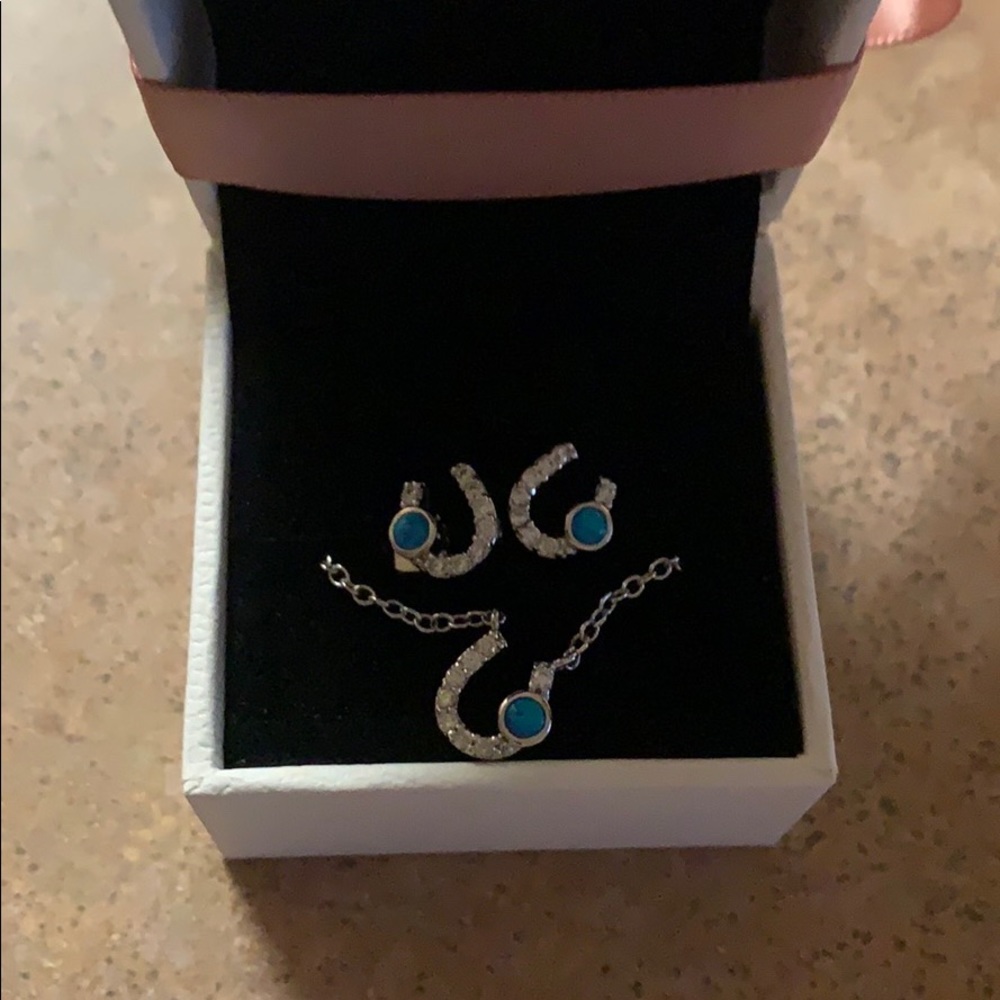 Horseshoe Pandora necklace and matching earrings